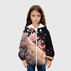 Куртка с капюшоном детская Множество розовых цветов, цвет: 3D-белый — фото 2