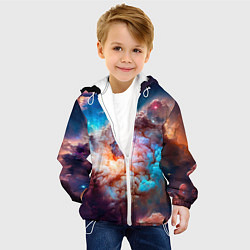 Куртка с капюшоном детская Небула в космосе в голубо-розовых тонах - нейронна, цвет: 3D-белый — фото 2