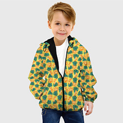 Куртка с капюшоном детская Летний паттерн с апельсинами, цвет: 3D-черный — фото 2