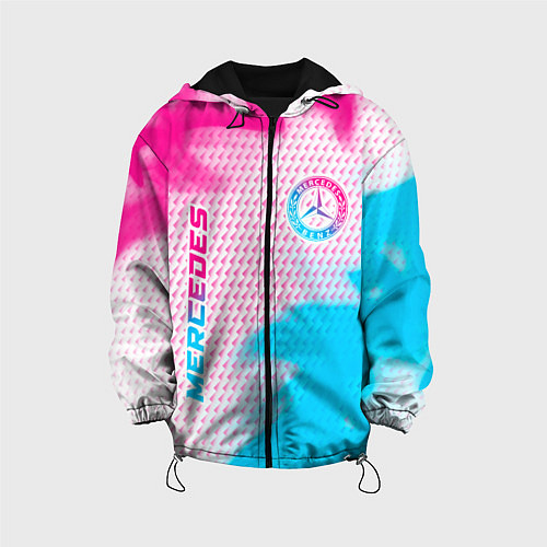Детская куртка Mercedes neon gradient style: надпись, символ / 3D-Черный – фото 1