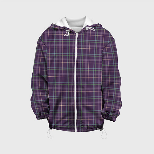 Детская куртка Джентльмены Шотландка темно-фиолетовая / 3D-Белый – фото 1