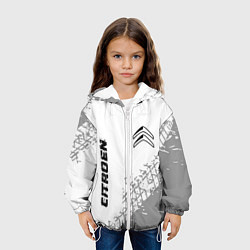 Куртка с капюшоном детская Citroen speed на светлом фоне со следами шин: надп, цвет: 3D-белый — фото 2
