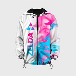 Куртка с капюшоном детская Zelda neon gradient style: по-вертикали, цвет: 3D-черный