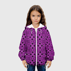 Куртка с капюшоном детская Геометрический узор в пурпурных и лиловых тонах, цвет: 3D-белый — фото 2
