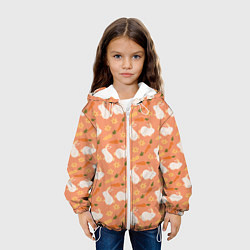 Куртка с капюшоном детская Зайцы с морковью паттерн, цвет: 3D-белый — фото 2