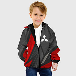 Куртка с капюшоном детская Mitsubishi sports racing, цвет: 3D-черный — фото 2