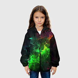 Куртка с капюшоном детская Зеленое свечение, цвет: 3D-черный — фото 2
