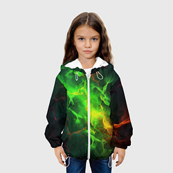 Куртка с капюшоном детская Зеленое свечение молния, цвет: 3D-белый — фото 2
