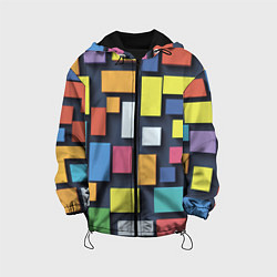 Куртка с капюшоном детская Тетрис цветные кубики, цвет: 3D-черный