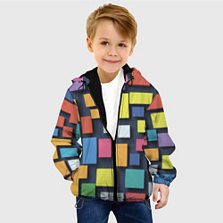 Куртка с капюшоном детская Тетрис цветные кубики, цвет: 3D-черный — фото 2