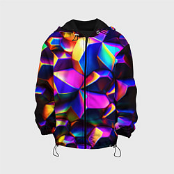 Куртка с капюшоном детская Бензиновые неоновые кристаллы, цвет: 3D-черный