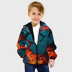 Куртка с капюшоном детская Лавовые наносоты, цвет: 3D-черный — фото 2