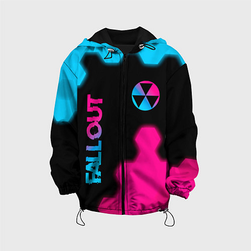 Детская куртка Fallout - neon gradient: надпись, символ / 3D-Черный – фото 1