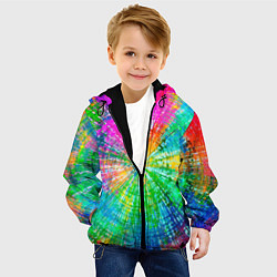 Куртка с капюшоном детская Радужное излучение, цвет: 3D-черный — фото 2
