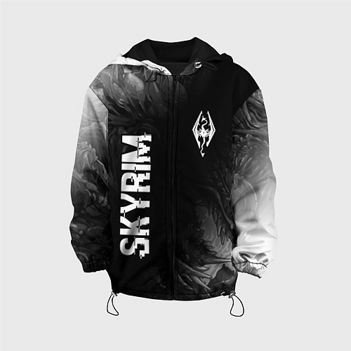 Детская куртка Skyrim glitch на темном фоне: надпись, символ / 3D-Черный – фото 1