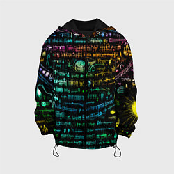 Куртка с капюшоном детская Символы психоделика - нейронная сеть, цвет: 3D-черный