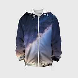 Куртка с капюшоном детская Звёздное небо и горы, цвет: 3D-белый