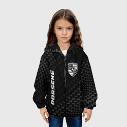 Куртка с капюшоном детская Porsche карбоновый фон, цвет: 3D-черный — фото 2