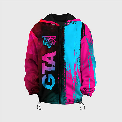 Детская куртка GTA - neon gradient: по-вертикали / 3D-Черный – фото 1