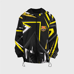 Куртка с капюшоном детская ФК Барселона эмблема, цвет: 3D-черный