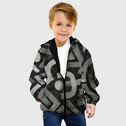 Куртка с капюшоном детская Шрифтовые узоры, цвет: 3D-черный — фото 2