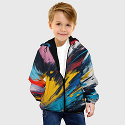 Куртка с капюшоном детская Разлив акварели, цвет: 3D-черный — фото 2