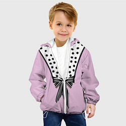 Куртка с капюшоном детская Костюм Барби: черный горох с полосатым бантом, цвет: 3D-белый — фото 2