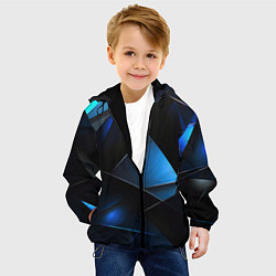 Куртка с капюшоном детская Черные и синие элементы, цвет: 3D-черный — фото 2