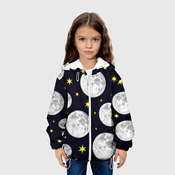Куртка с капюшоном детская Космос лун, цвет: 3D-белый — фото 2