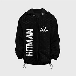 Куртка с капюшоном детская Hitman glitch на темном фоне: надпись, символ, цвет: 3D-черный
