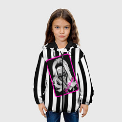 Куртка с капюшоном детская Барби и полосы, цвет: 3D-черный — фото 2