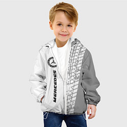 Куртка с капюшоном детская Mercedes speed на светлом фоне со следами шин: по-, цвет: 3D-белый — фото 2