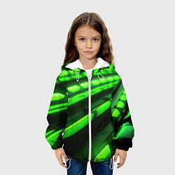 Куртка с капюшоном детская Green neon abstract, цвет: 3D-белый — фото 2