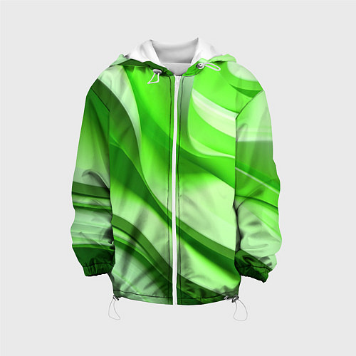 Детская куртка Светлые зеленые волны / 3D-Белый – фото 1