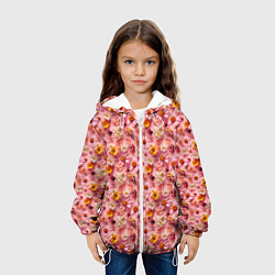 Куртка с капюшоном детская Желтые белые и розовые цветы, цвет: 3D-белый — фото 2