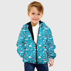 Куртка с капюшоном детская Кораблики и облака, цвет: 3D-черный — фото 2