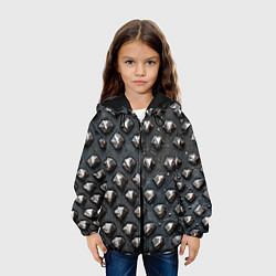 Куртка с капюшоном детская Металлическая шипованная конструкция, цвет: 3D-черный — фото 2