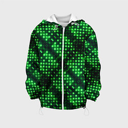 Куртка с капюшоном детская Яркие зеленые точки, цвет: 3D-белый