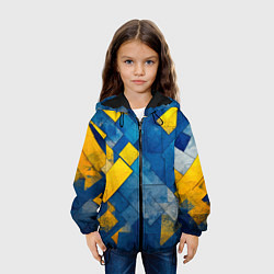 Куртка с капюшоном детская Синяя и жёлтая геометрия, цвет: 3D-черный — фото 2
