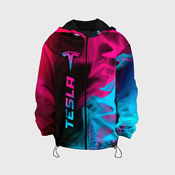 Куртка с капюшоном детская Tesla - neon gradient: по-вертикали, цвет: 3D-черный