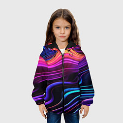 Куртка с капюшоном детская Неоновые волны, цвет: 3D-черный — фото 2