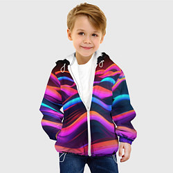 Куртка с капюшоном детская Неоновые фиолетовые волны, цвет: 3D-белый — фото 2