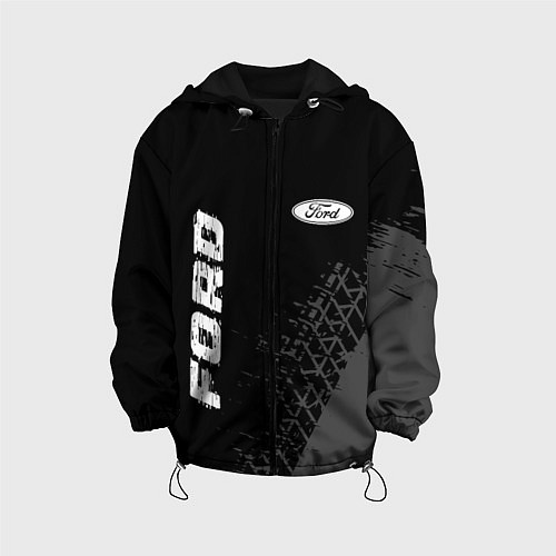 Детская куртка Ford speed на темном фоне со следами шин: надпись, / 3D-Черный – фото 1