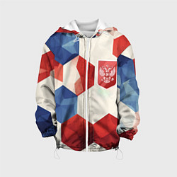 Куртка с капюшоном детская Большие плиты герб России, цвет: 3D-белый