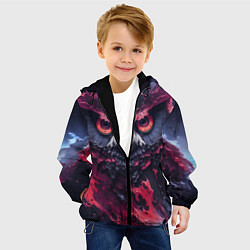 Куртка с капюшоном детская Сова взгляд краска, цвет: 3D-черный — фото 2