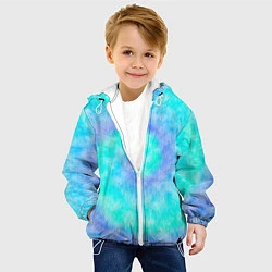 Куртка с капюшоном детская Тай дай морская волна, цвет: 3D-белый — фото 2