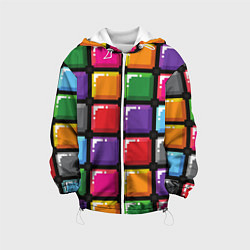 Куртка с капюшоном детская Пиксельные кубики, цвет: 3D-белый