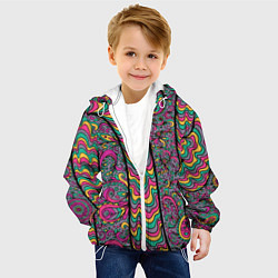 Куртка с капюшоном детская Цветочно-бензиновый узор, цвет: 3D-белый — фото 2