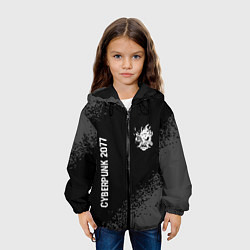Куртка с капюшоном детская Cyberpunk 2077 glitch на темном фоне: надпись, сим, цвет: 3D-черный — фото 2
