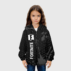 Куртка с капюшоном детская Fortnite glitch на темном фоне: по-вертикали, цвет: 3D-черный — фото 2